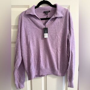NWT Saks 5th Avenue Lavender Cashmere Collared Sweater Size Large